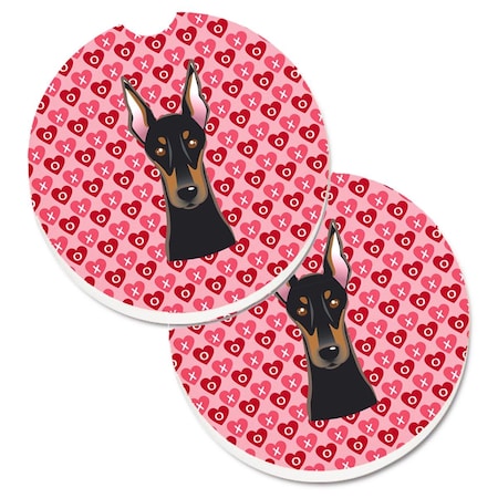 Carolines Treasures Doberman Pinscher Hearts Cup Holder Car Coasters - Set of 2 BB5315CARC